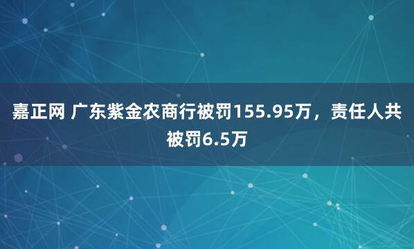 嘉正网 广东紫金农商行被罚155.95万，责任人共被罚6.5万
